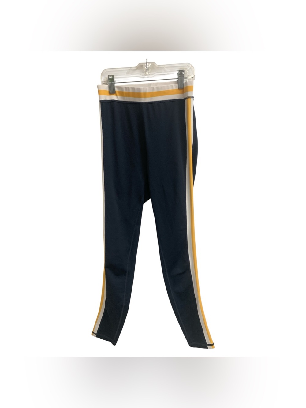 Wilo Navy Leggings with Yellow Side Stripes Size XS